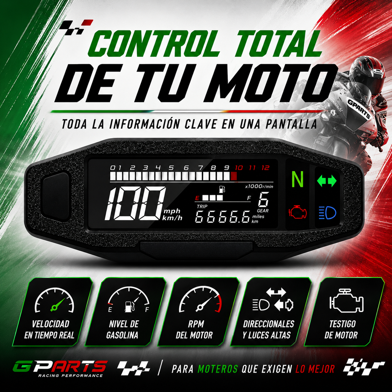 VELOCIMETRO/TACOMETRO DIGITAL UNIVERSAL