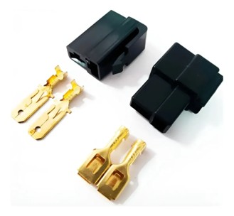 CONECTOR COMPLETO 2 PUESTOS SIN CABLE (GRANDE) NEGRO